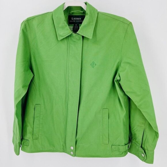 Lauren Ralph Lauren Ladies Lightweight Jacket Size M Green, Plaid Lining - Picture 1 of 16